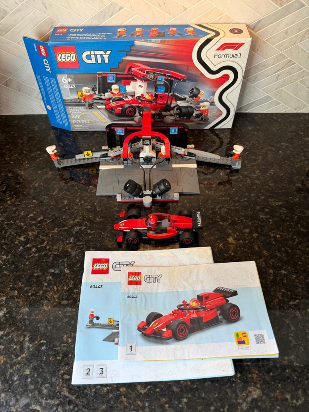 LEGO CITY F1 Pit Stop & Ferrari Car Set 60443 - Complete Set